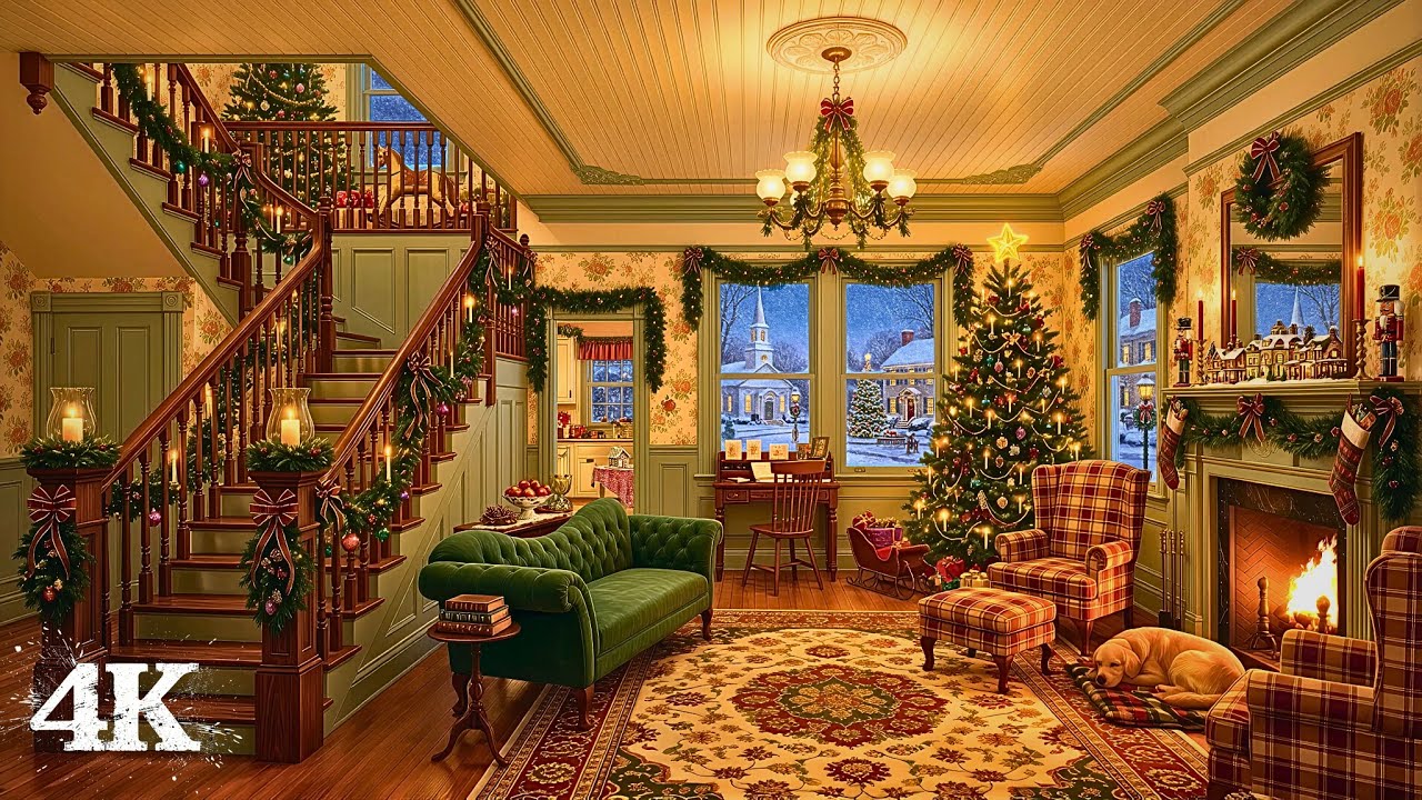 Joyful Christmas at a Cozy Victorian Home | Feel Childlike Comfort Again with Fireplace & Snowstorm