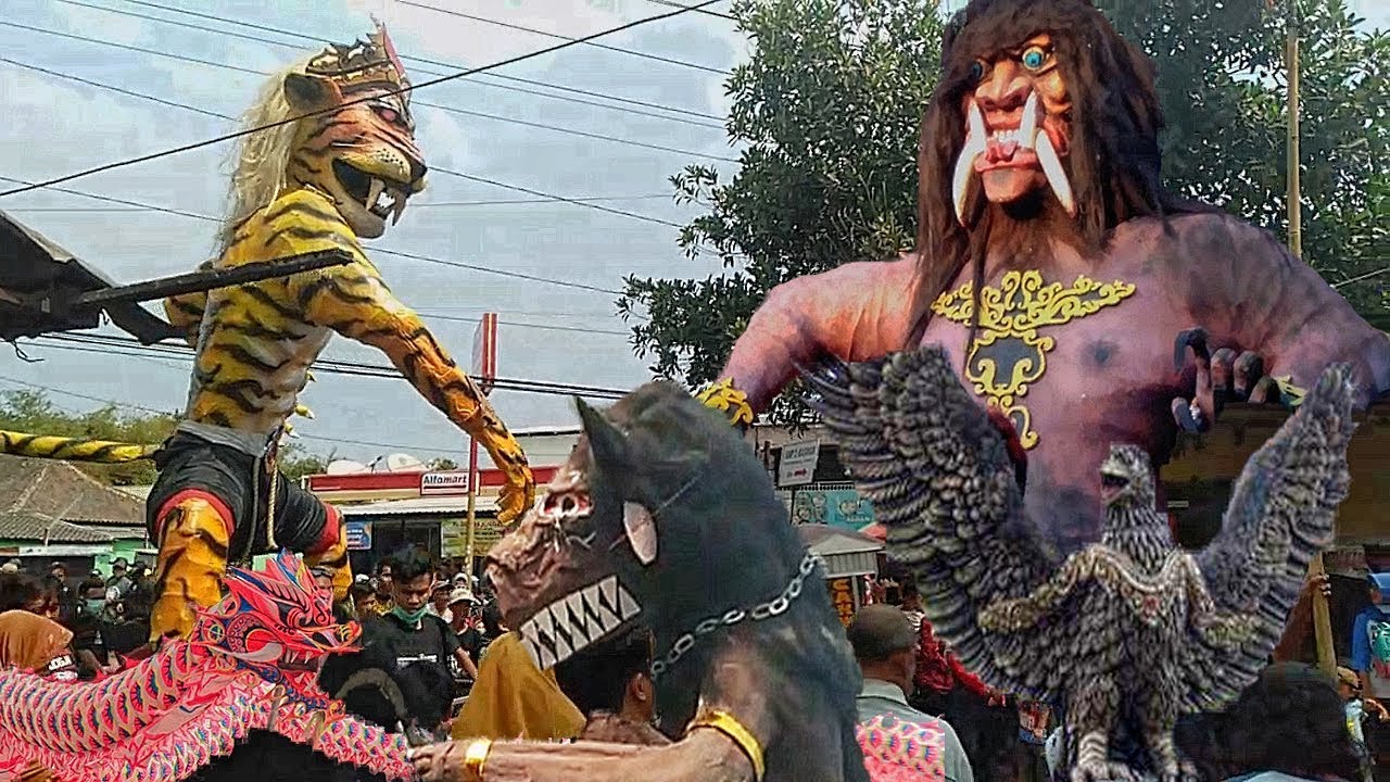 Parade ogoh ogoh bentuk hewan binatang harimau,kuda,elang,arak arakan barongsai | kirab budaya JOGJA