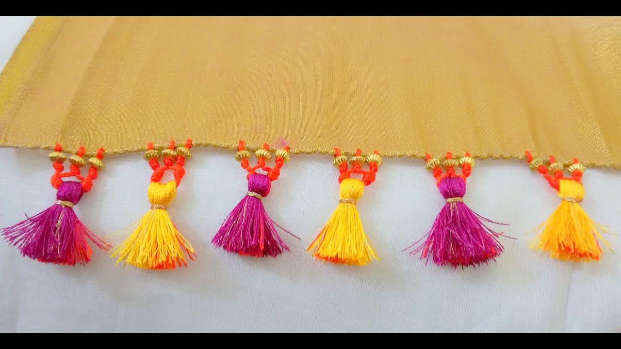 How to do Saree Kuchu with Beads - Design 1
