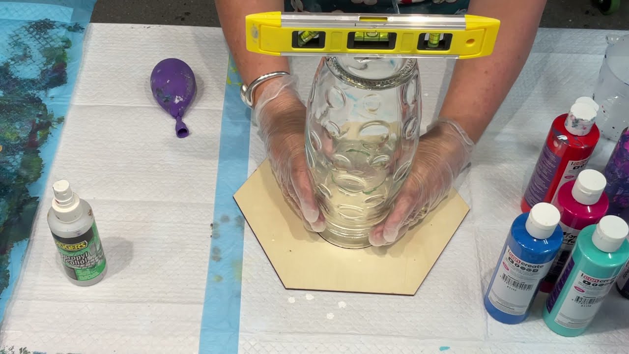 ACRYLIC POURING OVER A GLASS VASE FOR CANDLE LIGHT EMBELLISHMENTS~ 2 for 1