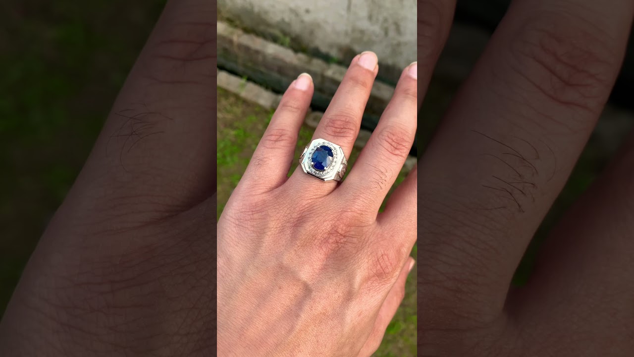 Blue Sapphire Ring ~ Neelam Ring Handmade 925 Silver
