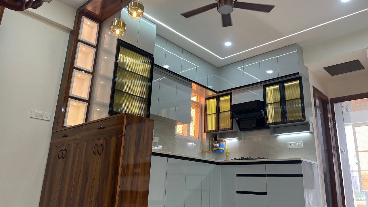 Rof Amaltas sec 92 Gurgaon 3bhk modular kitchen TV unit wardrobe  light bathroom tile