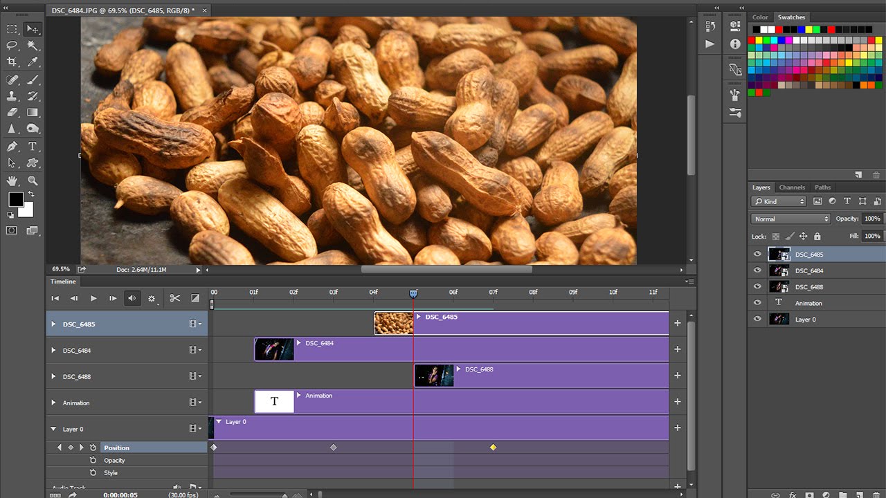 #99 Photoshop Video Time line (How to edit video, animation with Effects)