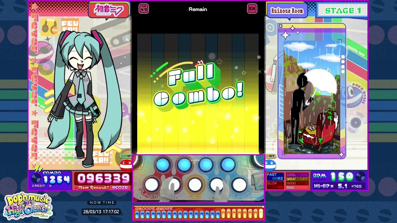 [pop'n music] Remain (EX) FULLCOMBO (手元付き)