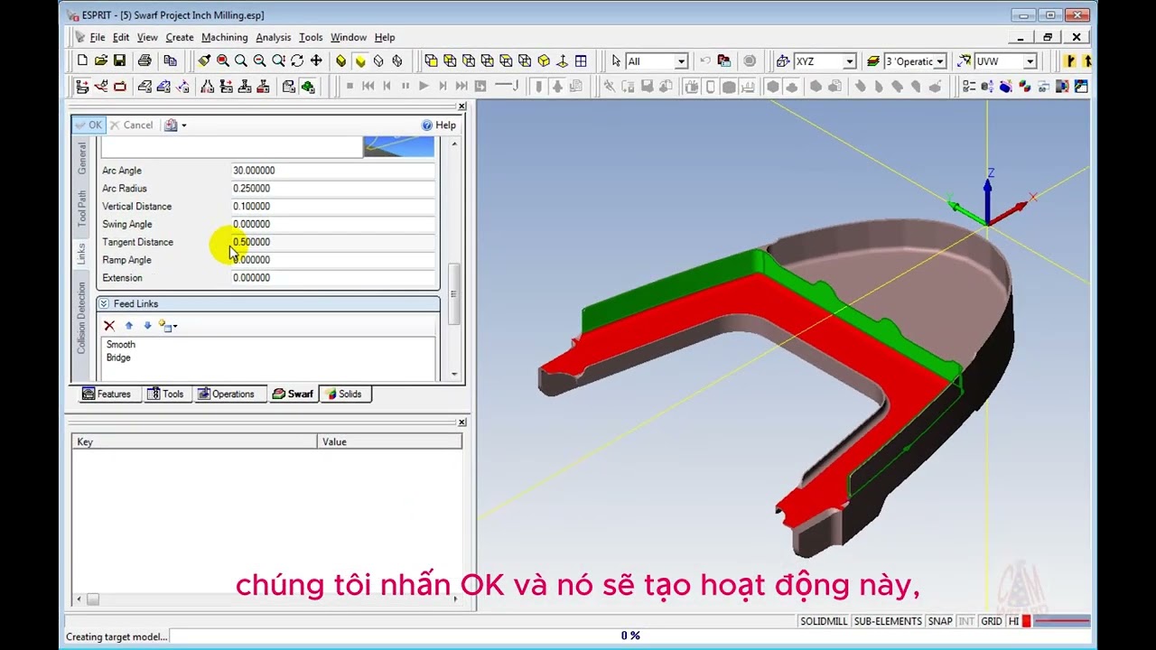 Esprit Cam: Bài 3_Phay nâng cao 5-Axis Swarf (chi tiết có thành nghiêng)