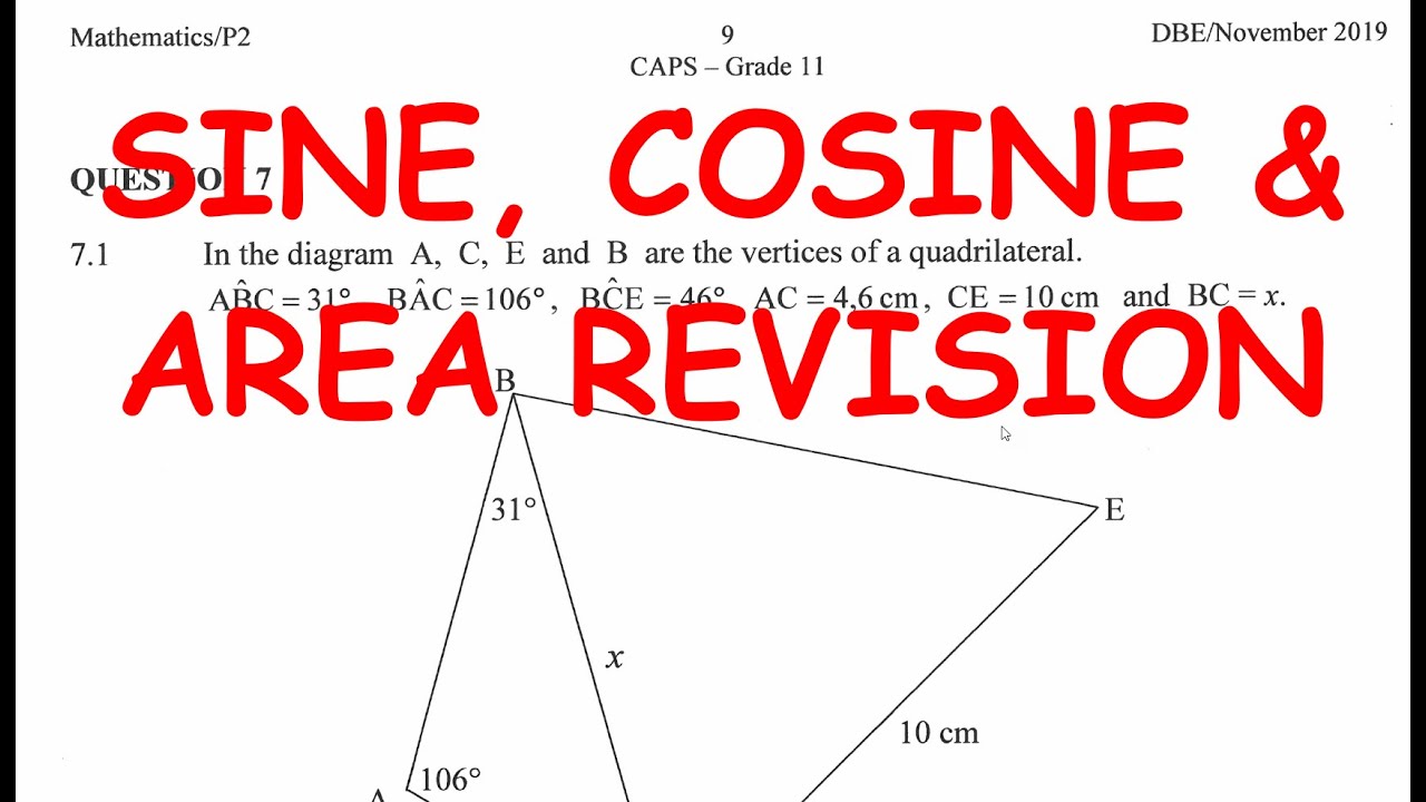 Sine Rule, Cosine Rule and Area Rule-Exam Questions for Grade 11 & 12