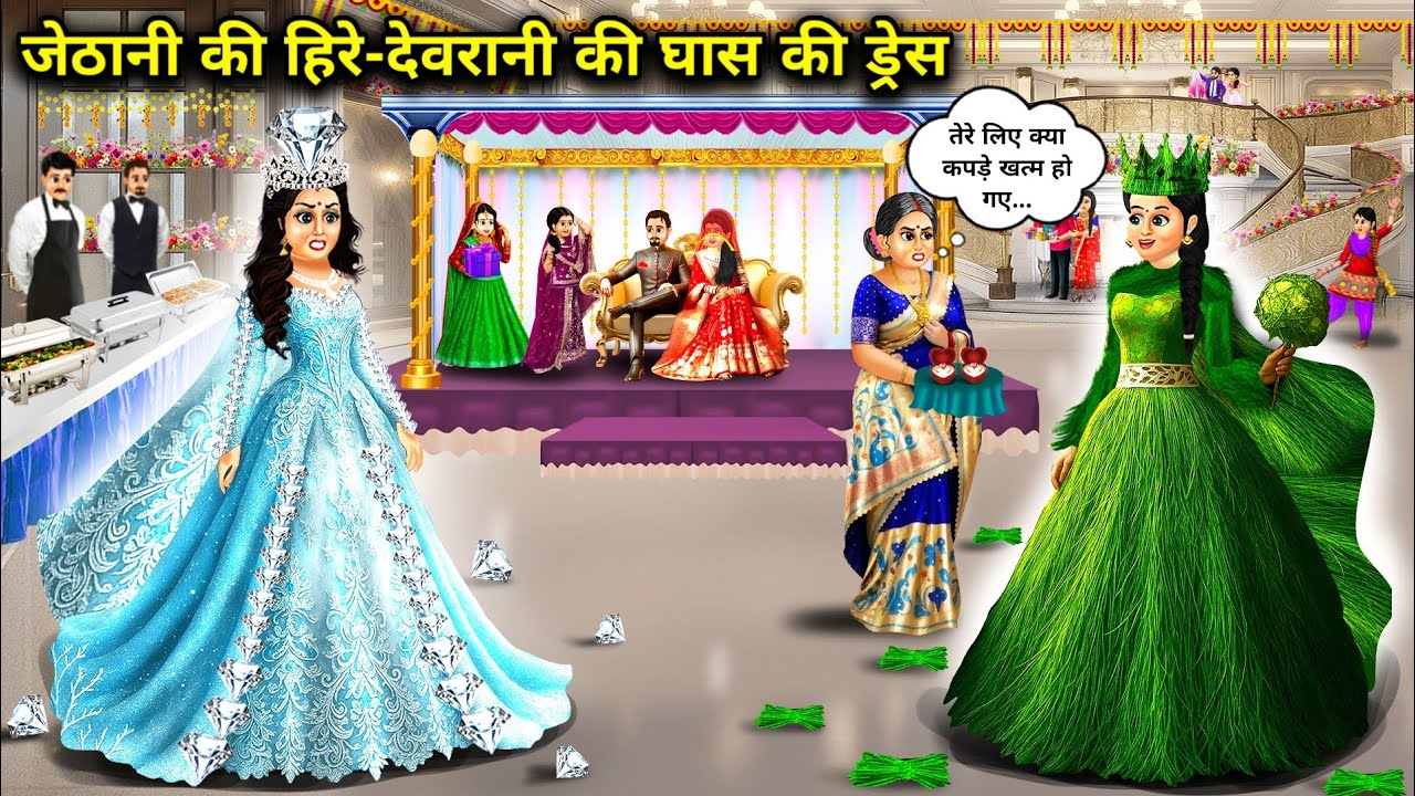 अरेंज मैरिज जेठानी की हीरे-लव मैरिज देवरानी की घास की ड्रेस|Hindi Cartoon Stories|Jethani's diamond.