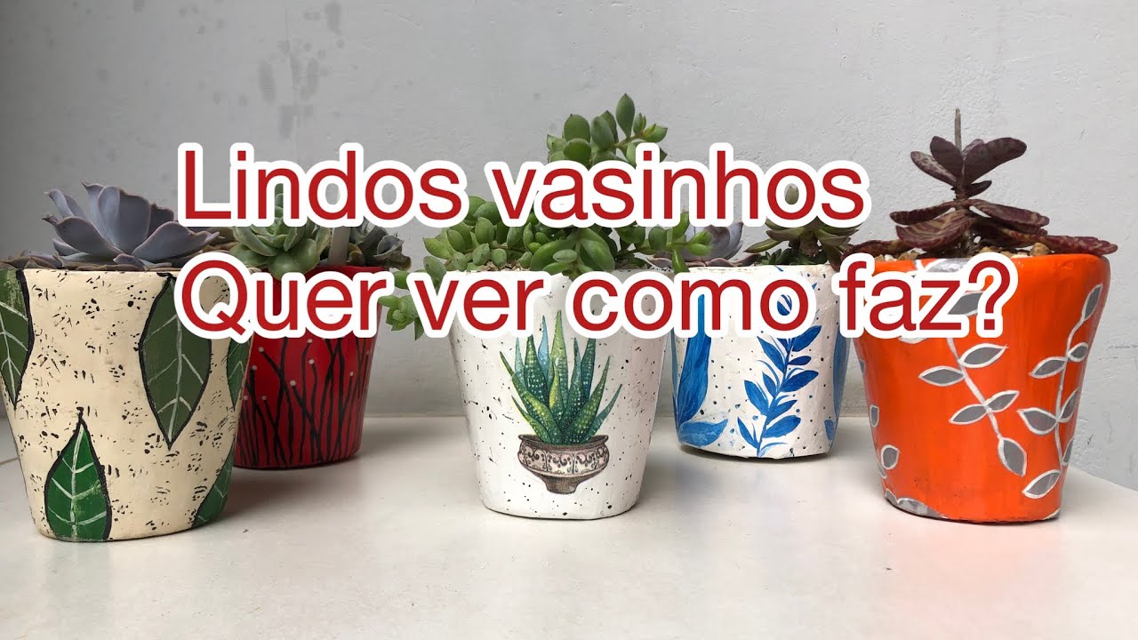 Como fazer vaso com cimento branco e cola branca.