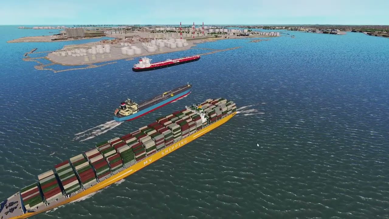 Ship Simulator : Official scene : Depart from Singapore ; Part 1 ( No sound )