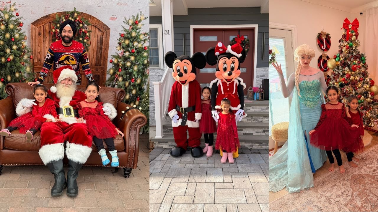 Daya & Muskaan's Magical Day with Santa, Mickey & Minnie Mouse and Elsa!