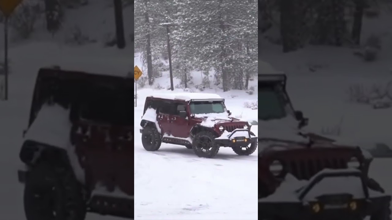 Cars slipping, sliding and crashing in heavy snow in Big Bear Lake, CA