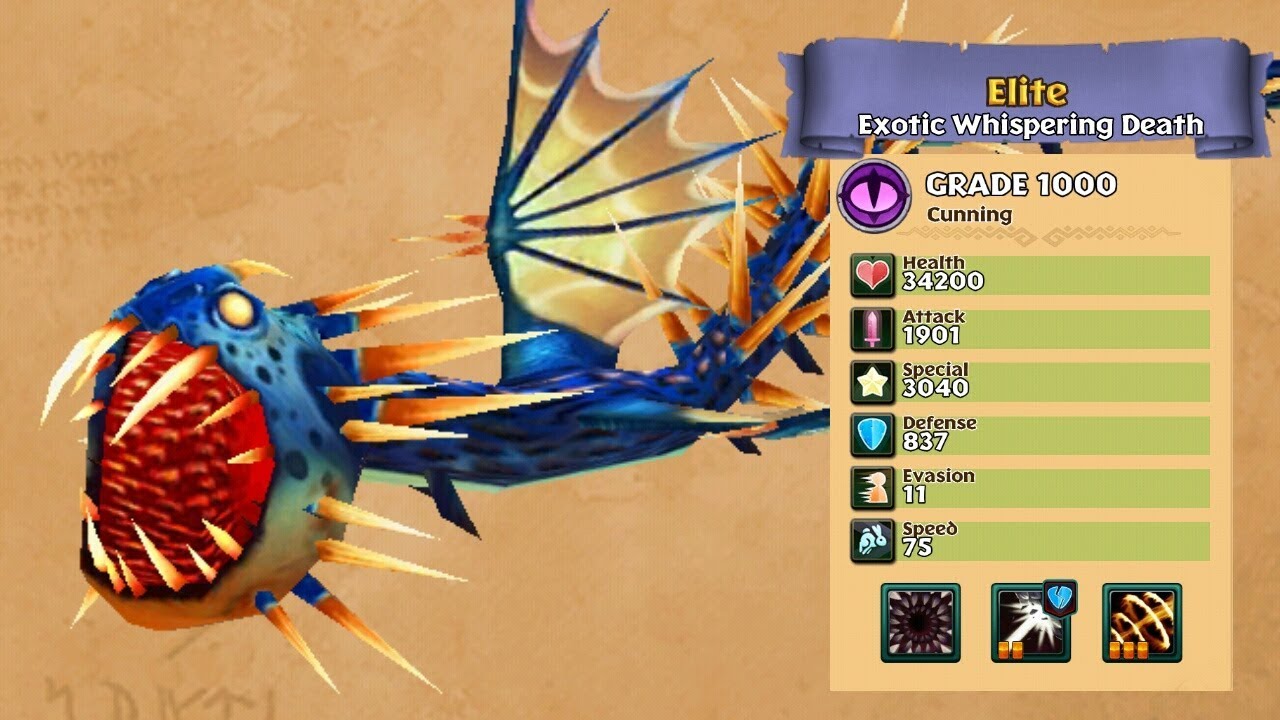 Exotic Whispering Death Grade 1000 - PvP Elite Dragon Brawl | Dragons: Rise of Berk