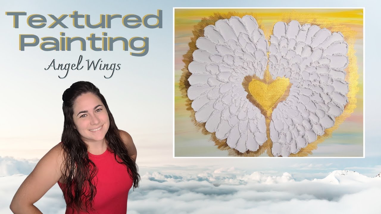 Textured Painting | Dollar Tree Spackling Craft Ideas | Angel Wings | DIY Memorial Craft Idea