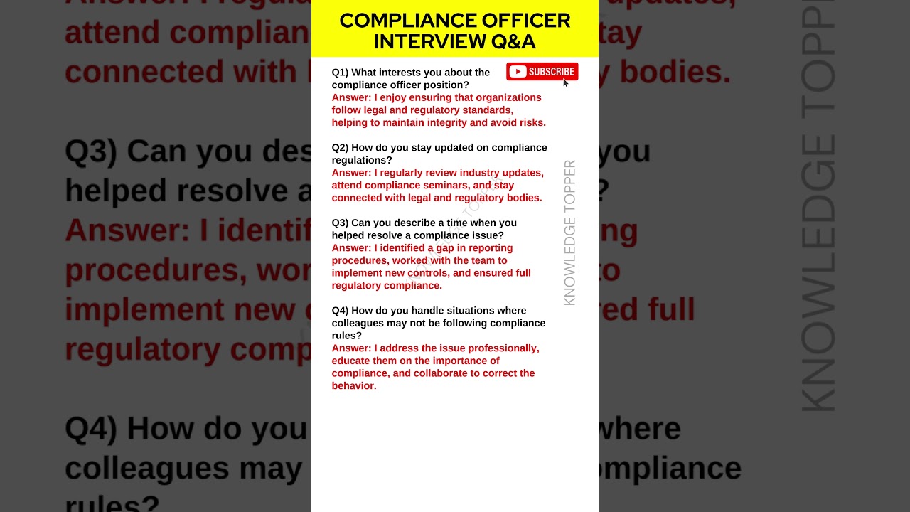 Compliance Officer Interview Questions and Answers