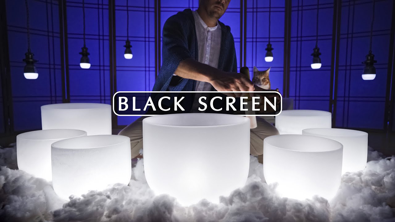 **MELT INTO BED** Black Screen | Crystal Singing Bowl Sound Bath