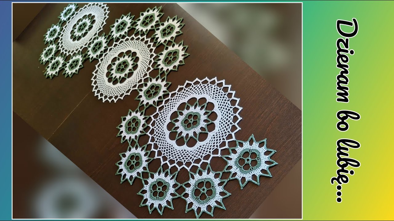 Bieżnik na szydełku  z 3 serwet . Crochet table runner made of 3 doilies.