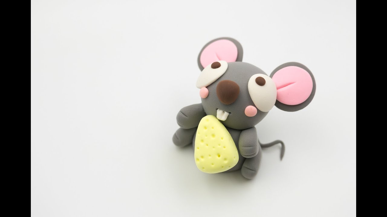 Simple mouse with cheese light air dry clay tutorial