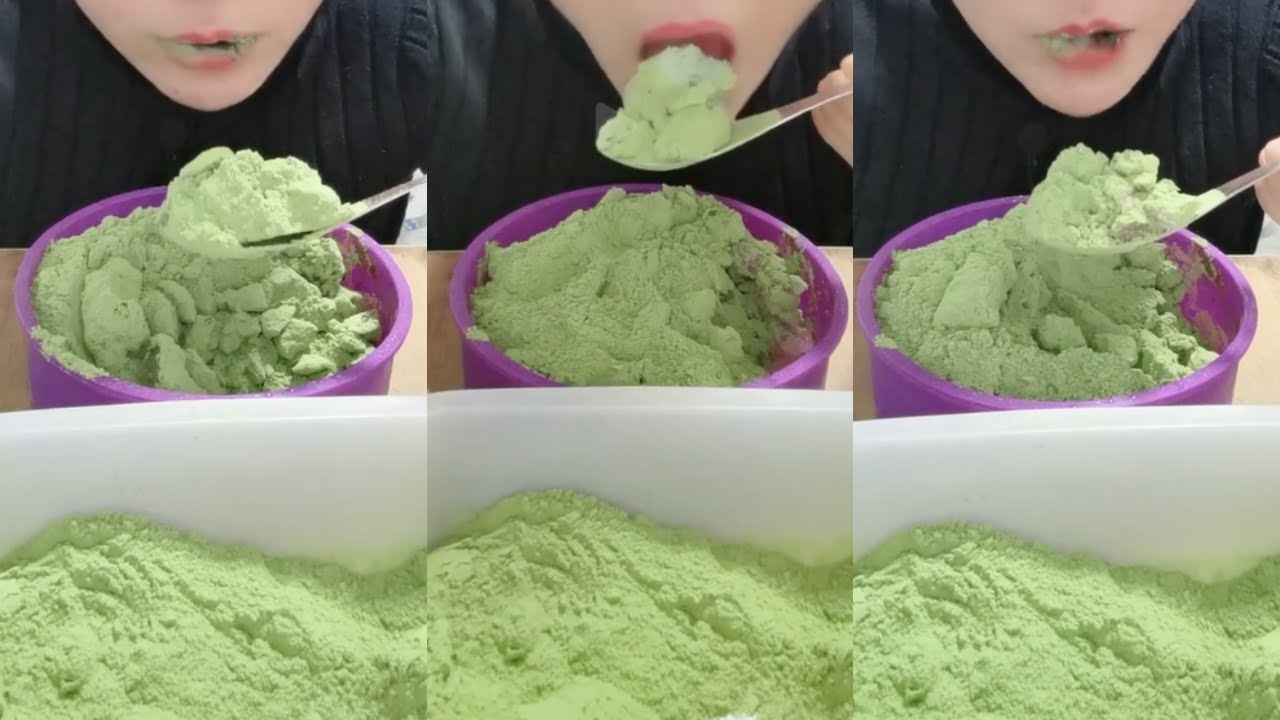 얼음먹방 MATCHA POWDER ICE EATING ASMR 💚🍵 CRUNCH ICE BLOCK ICE 녹차 | Матча | 抹茶