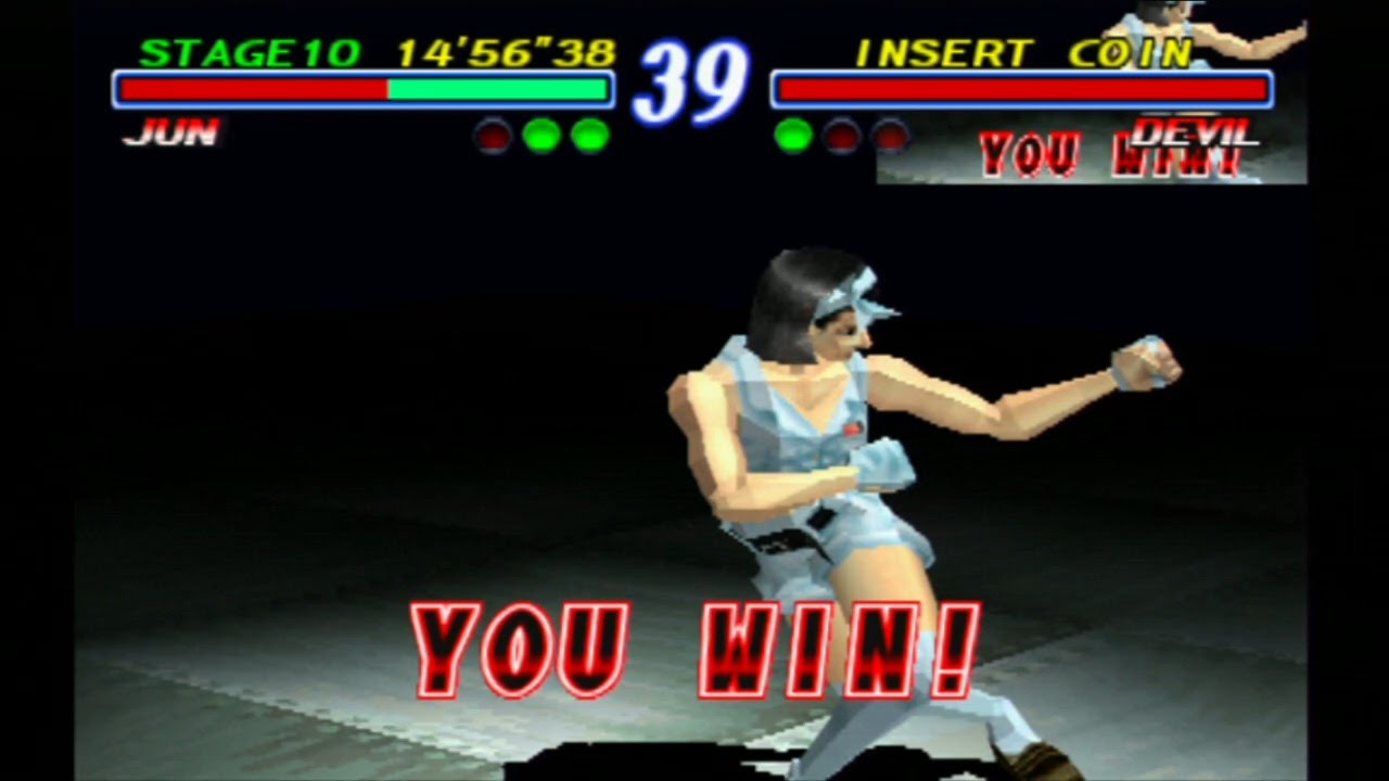 Tekken 2: Jun Kazama (1P outfit) Arcade Mode playthrough [PS3 (Playstaton, 1996)]