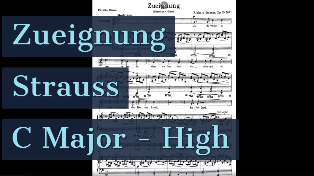 Zueignung Op. 10 No. 1 Piano Accompaniment Strauss C Major Karaoke Letzte Blätter