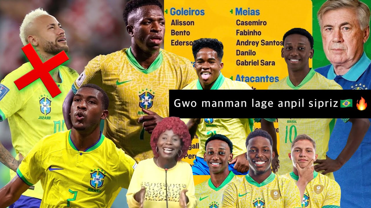 Gwo manman Brezil lage lis li,Ancelotti pa rele Neymar ankò❌Anpil sipriz nan lis sa, Vini jr Raphi
