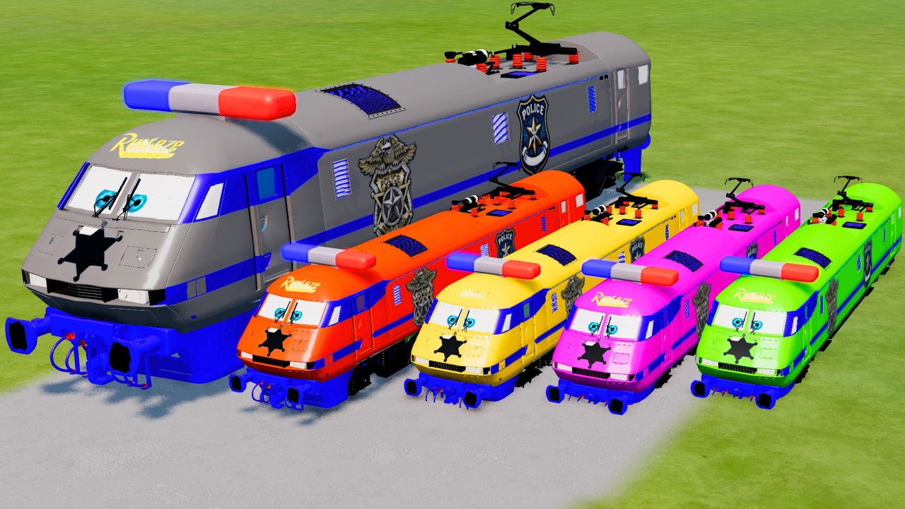 TRANSPORTING PIXAR CARS & FRUITS WITH COLORED & JOHN DEERE vs CLAAS vs TRACTORS - BeamNG.drive #962