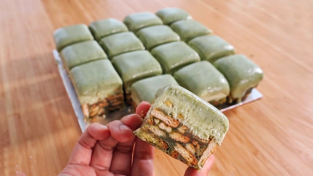 No Bake Kek Batik Indulgence Pistachio Leleh! (Tanpa Oven, Telur atau Gelatin) | basickeli
