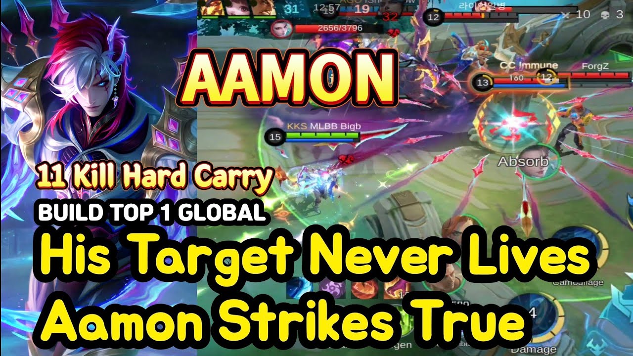 Aamon (Mythical Glory): 11 Kill Hyper Assassin Carry | Top1 Global Build Gameplay | MLBB Ranked