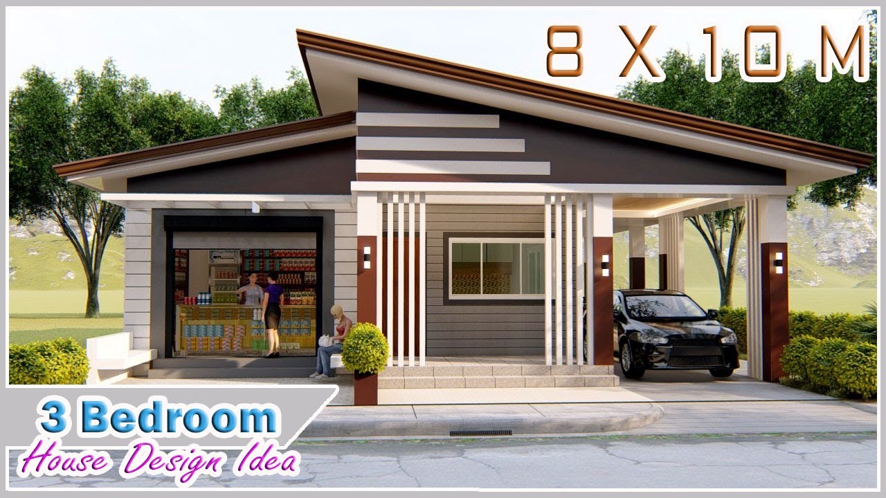 SMALL HOUSE DESIGN | 8 X 10 Meters | 3 Bedroom with Sari-sari Store