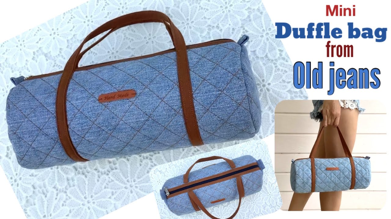 how to sew a small duffle bags tutorial, sewing diy a small denim duffle bags tutorial & patterns