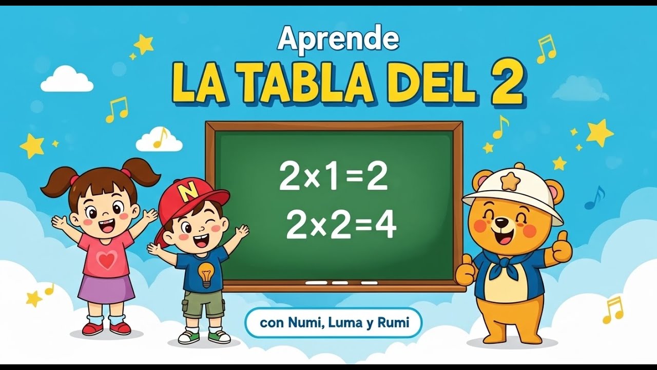 Aprende la tabla del 2 con Numi, Luma y Rumi | Canción infantil educativa 🎵