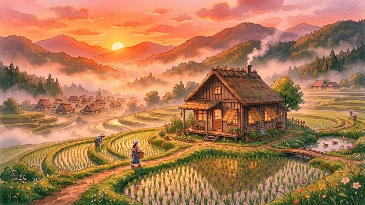 A Peaceful Muslim Village Day | Gentle Morning to Night Family Life | Cozy Ghibli Inspired Story