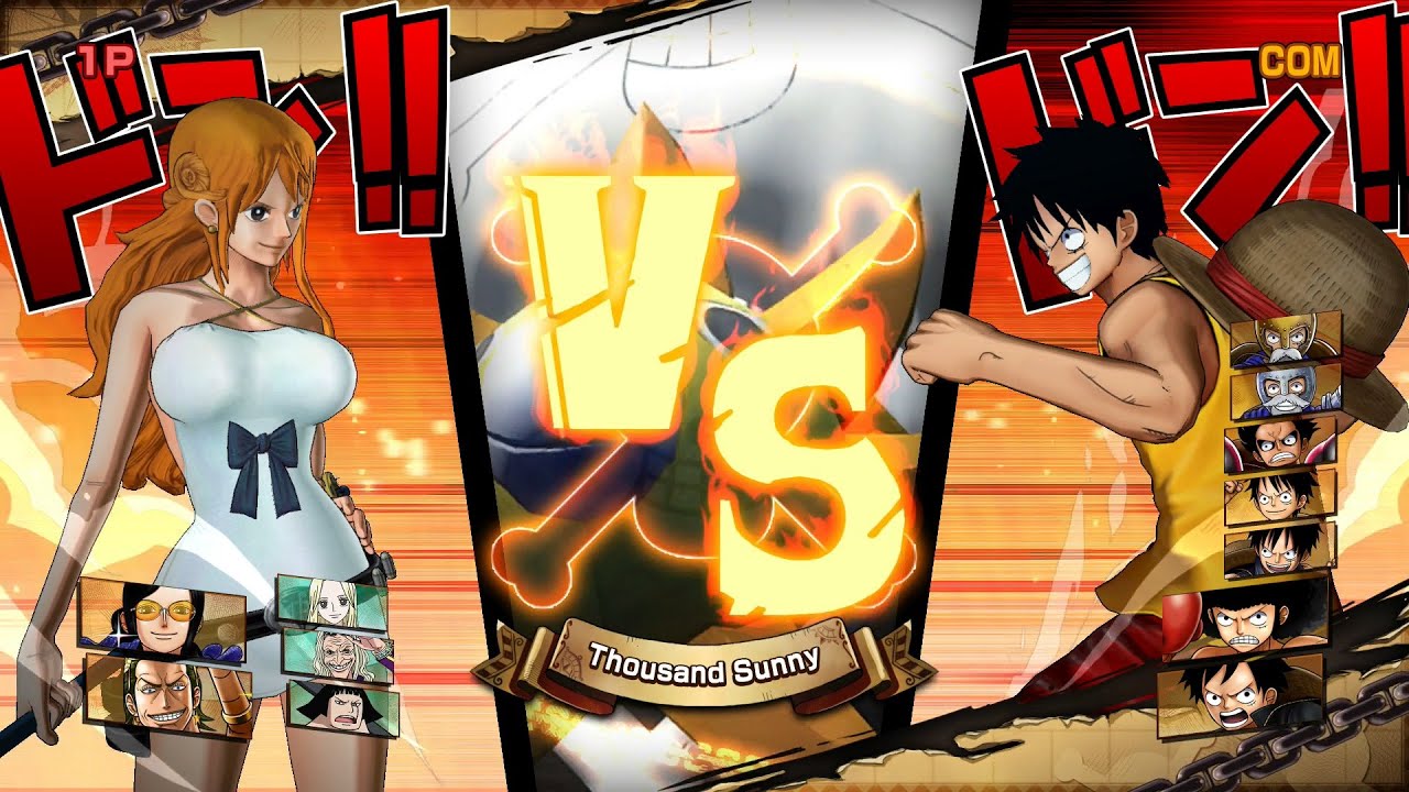 One Piece: Burning Blood | 3v8: Nami/Robin/Tesoro vs. All Luffy