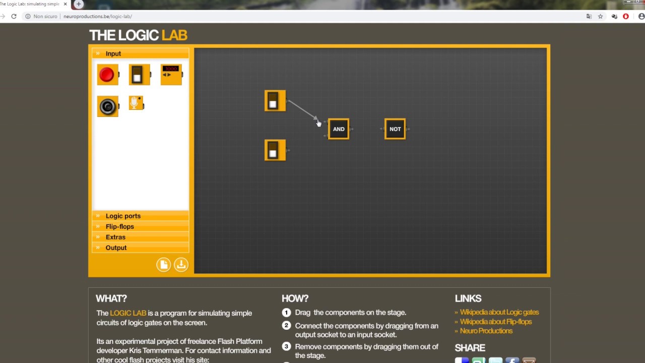[E-learning] Usare The Logic Lab per creare (e testare) circuiti logici