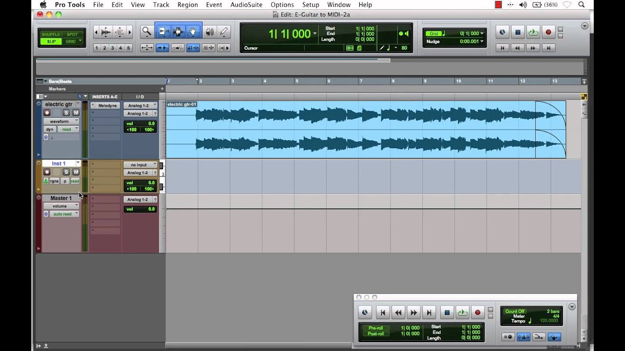 Melodyne Plugin Audio to MIDI Guitar Example