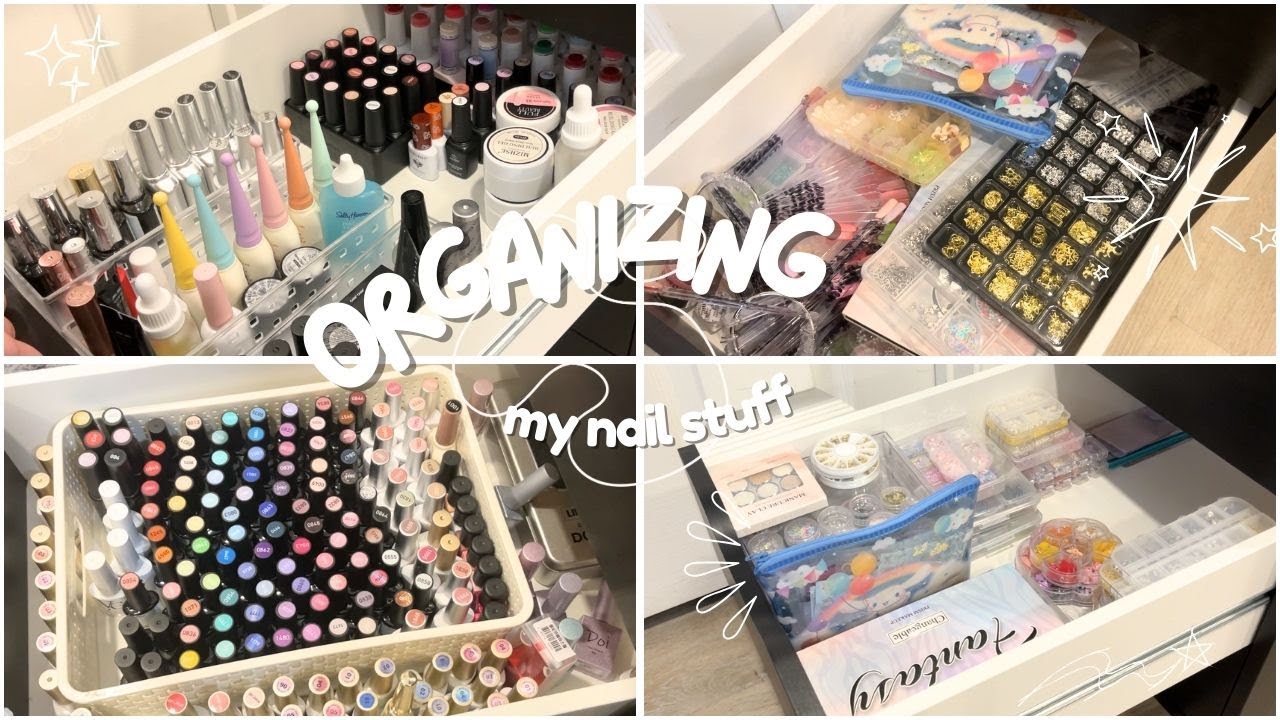 organizing my nail space *ೃ༄ showing you my nail supplies + chatting :3