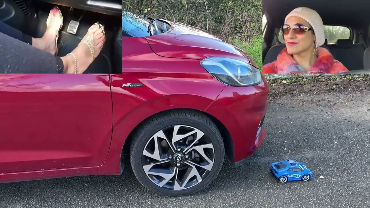 Toy Lambo Car Crush Run Over Crush Fetish Pedal Pumping Golden Sandals #asmr #crush #car #crushing