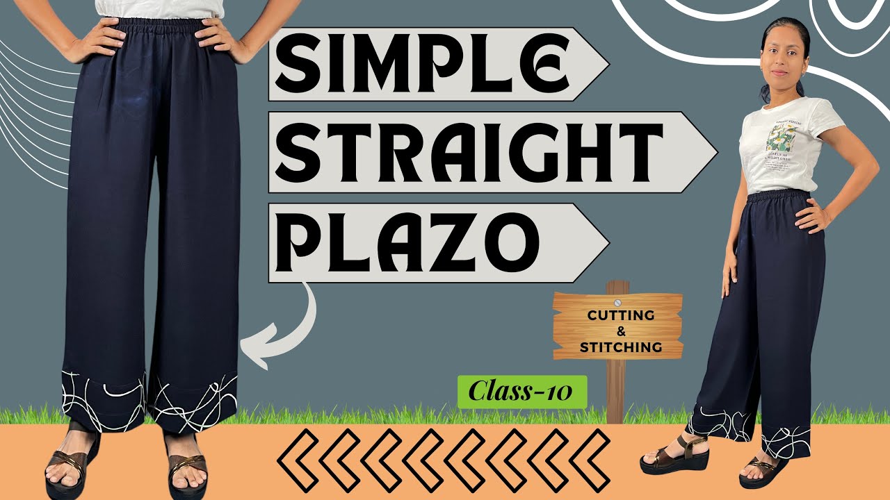 Simple Straight Palazzo Cutting and Stitching | 1 मीटर कपड़े में प्लाजो बनाने का सबसे आसान तरीका