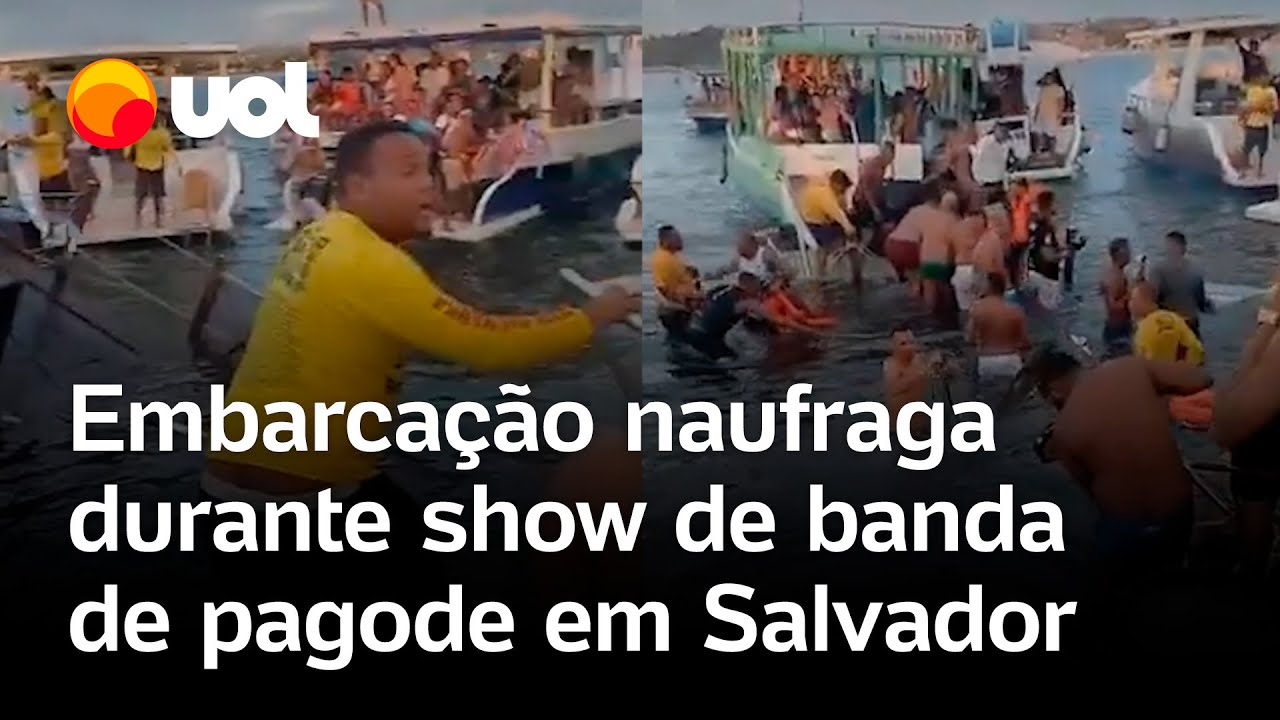 Balsa naufraga durante show de pagode em Salvador e banda perde instrumentos no mar; vídeo