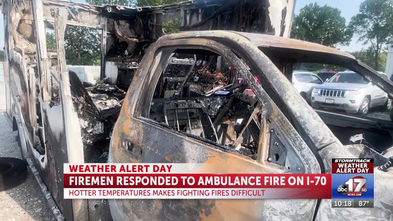 Ambulance fire backs up traffic on westbound Interstate 70 in Callaway County