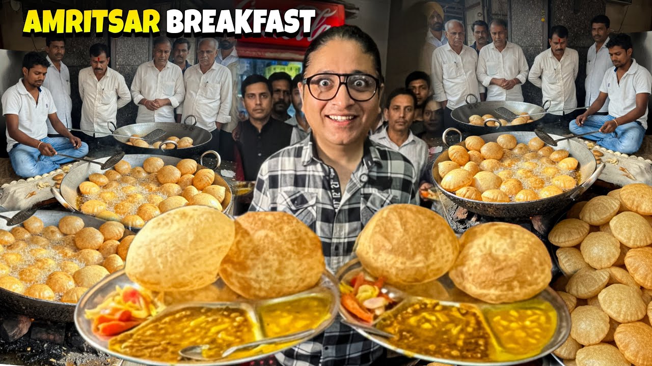 Best breakfast in amritsar poori cholley  & kachori | amritsar street food 