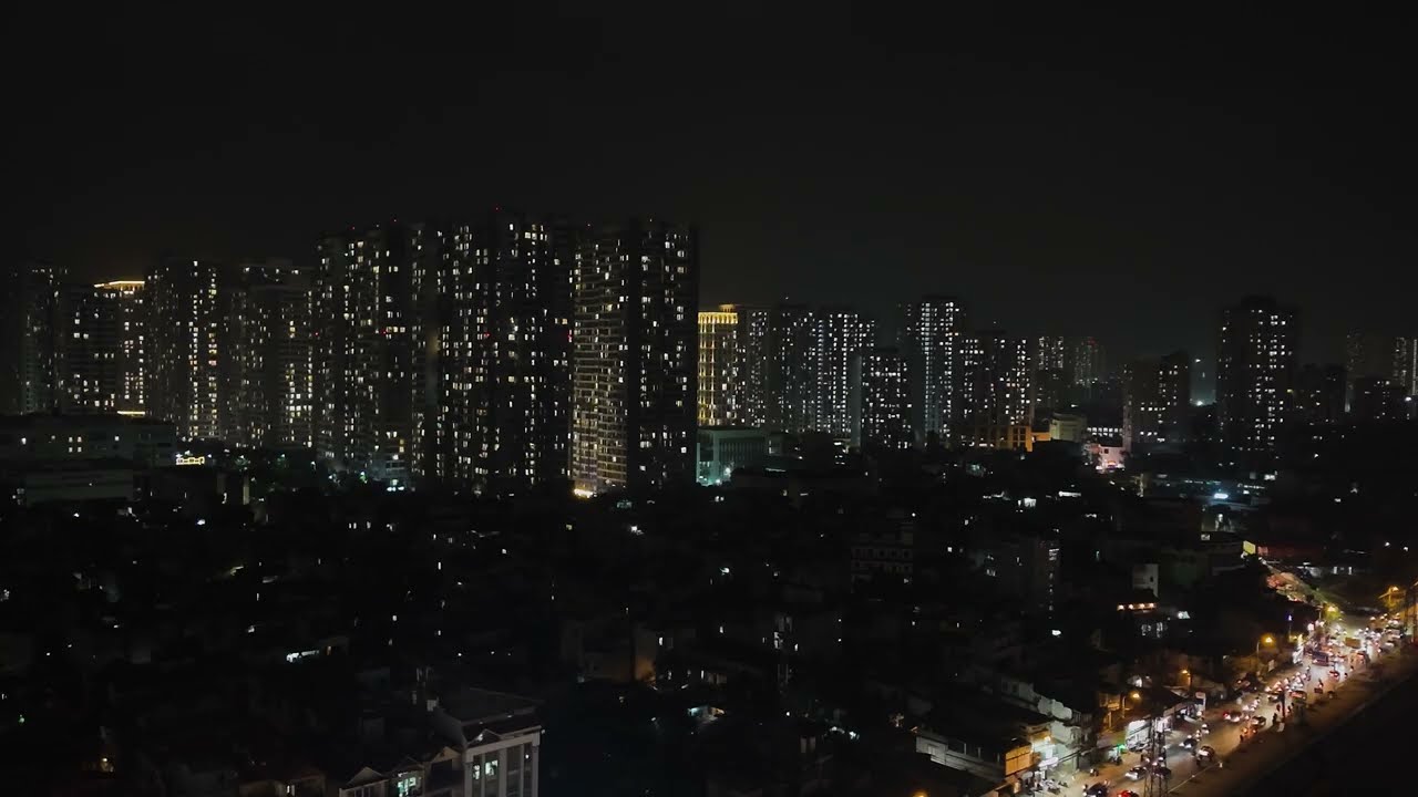 Relaxing Piano with City Night Scenes Seen From Sky | Gentle Piano Ambience for Sleep & Relaxation