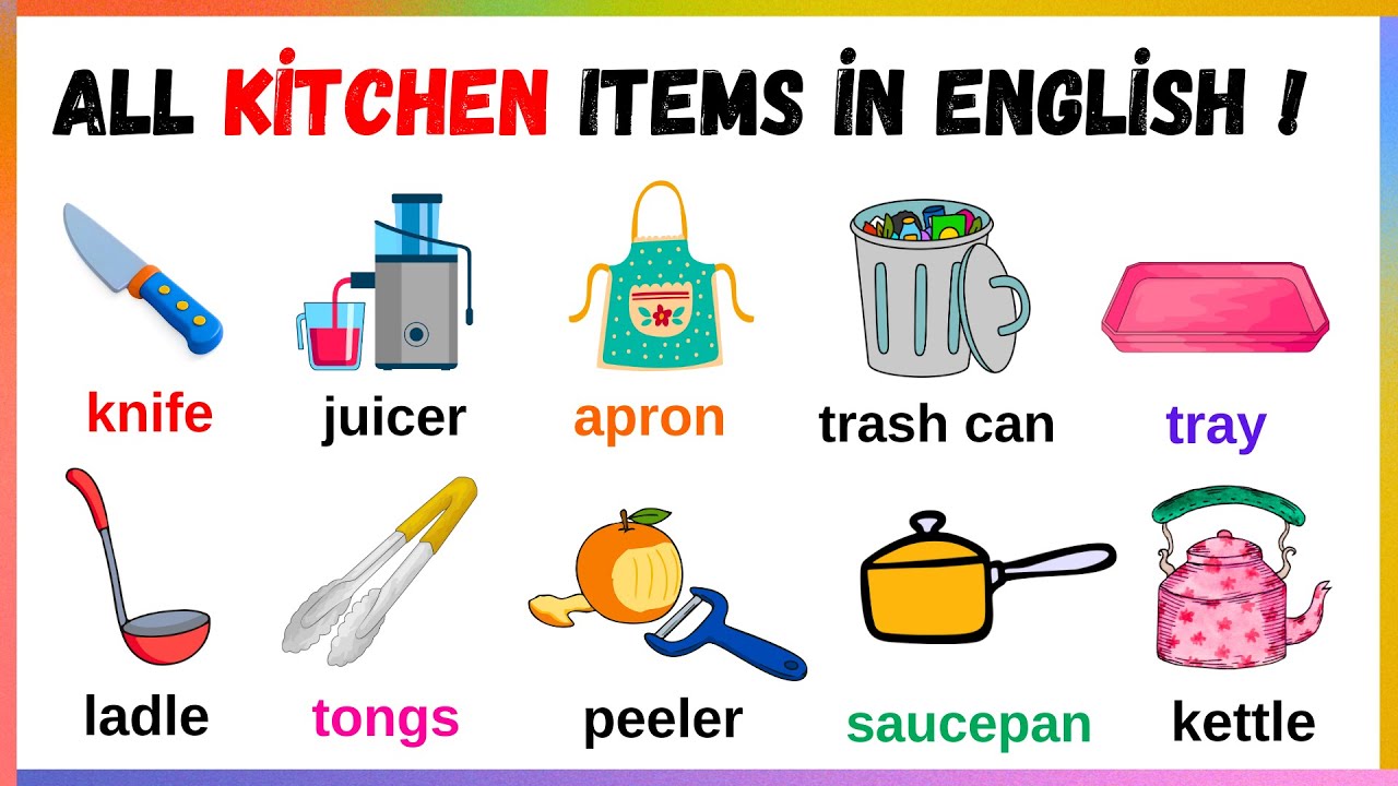 Kitchen Items 🍳🔪 in English with Real-Life Examples #LearnEnglish#English#EnglishVocabulary
