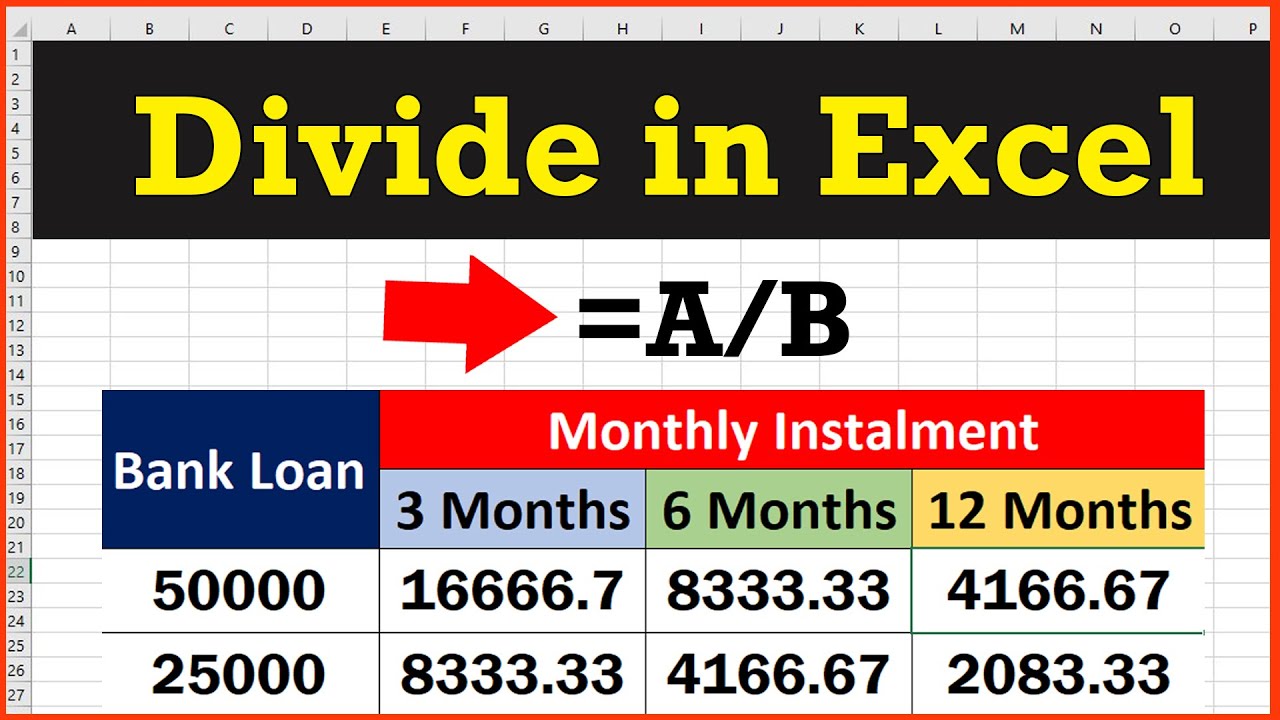 How to Divide Numbers in Excel | Divide Formula in Excel