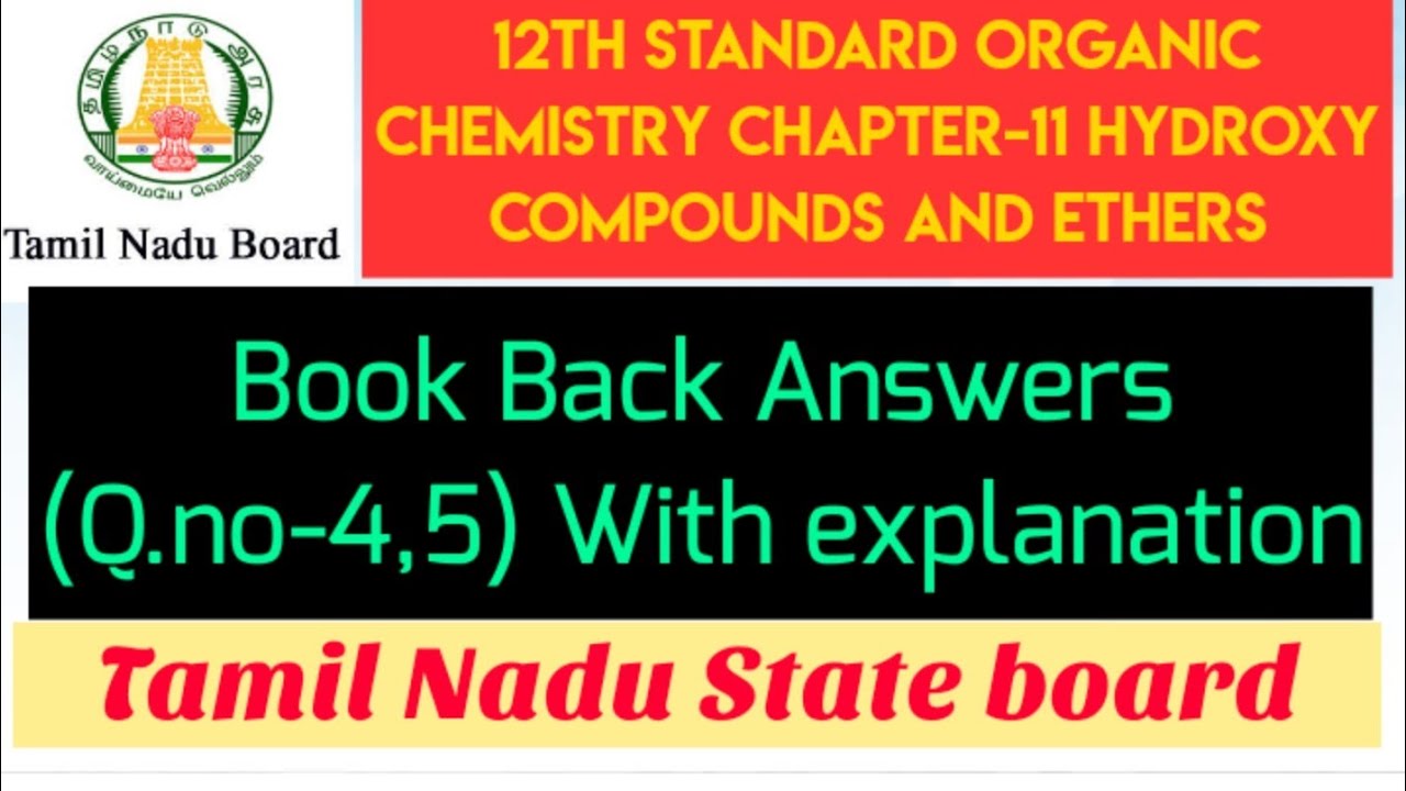 Hydroxy Compounds and ethers Book back answers (q.no-4,5)/Chapter-11/Class12/Chemistry