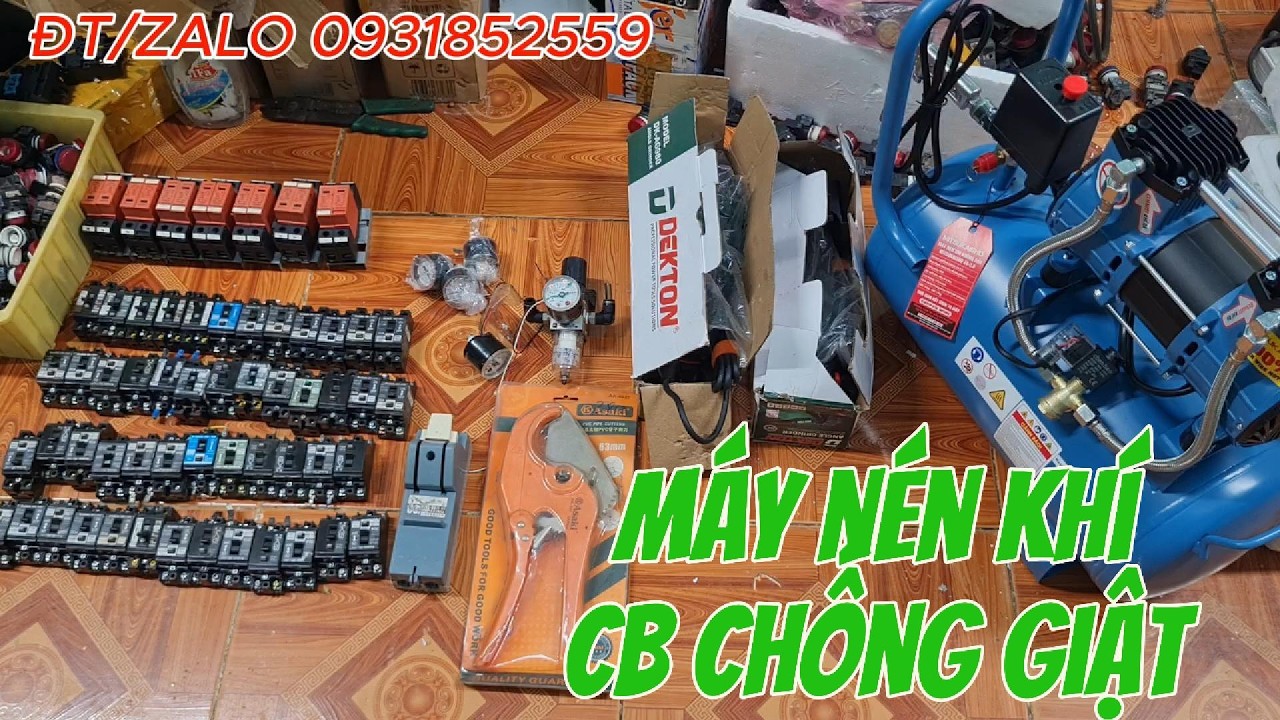 MAÝ NÉN KHÍ MITSUKAISHO 2HP,CB CHỐNG GIẬT SIÊU NGẠY 15ma,CHỐNG SÉT LAN TRUYỀN MÁY CẮT TAY DEKTON.