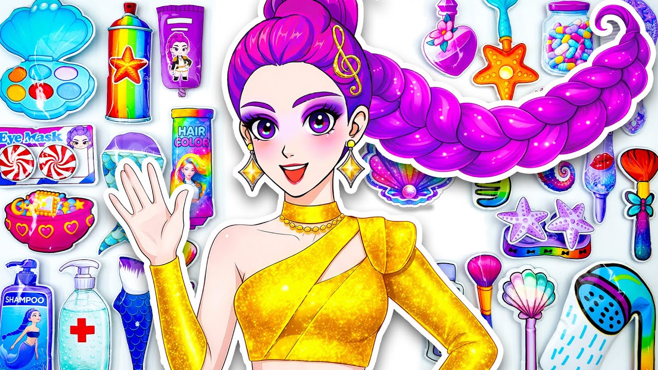 💖Paper DIY💖 KPOP DEMON HUNTERS Rumi Idol Glow Up Fashion + Skincare + Makeup Blind Bag Unboxing