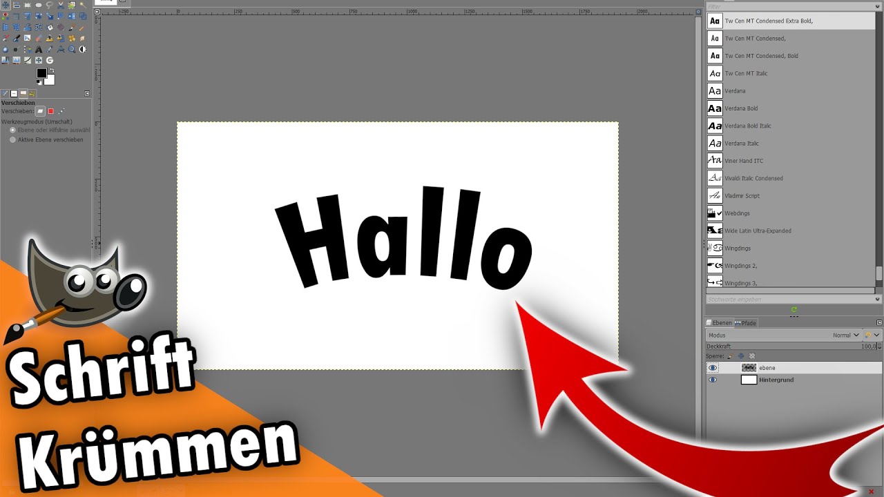 Schrift Krümmen mit Gimp!!!