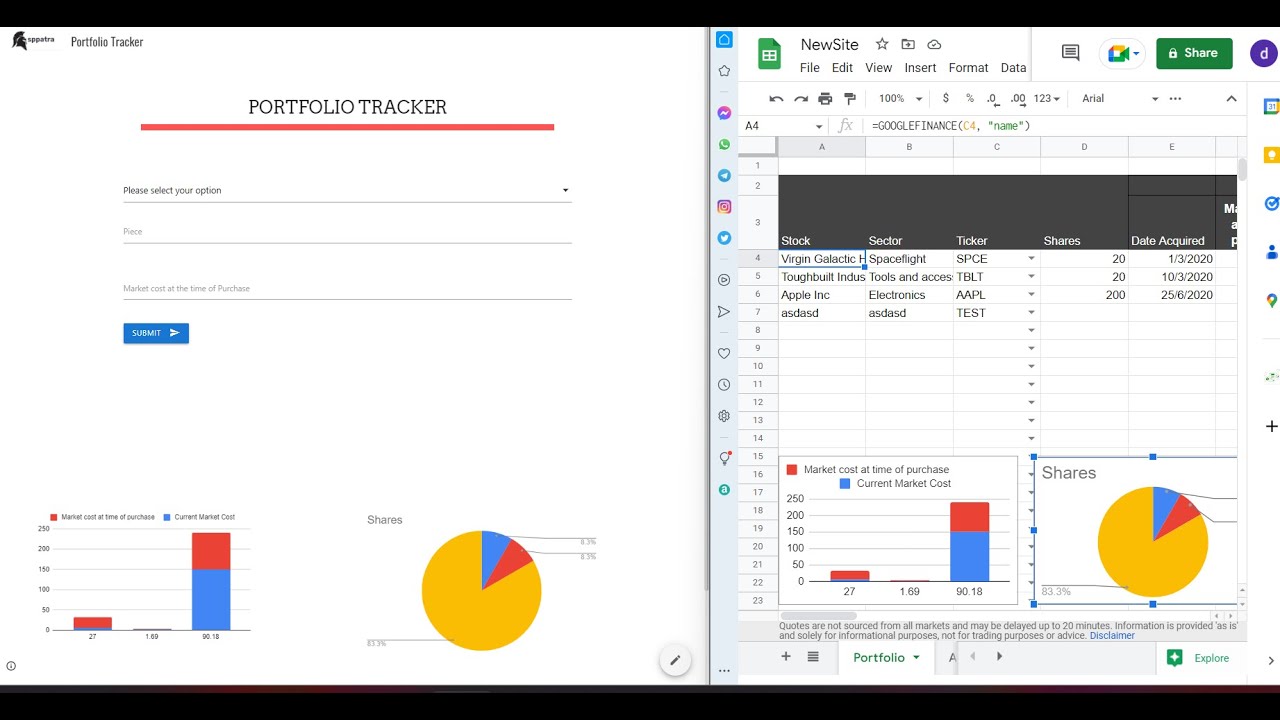 How to create a Google sites dashboard with embedded webapp and charts.