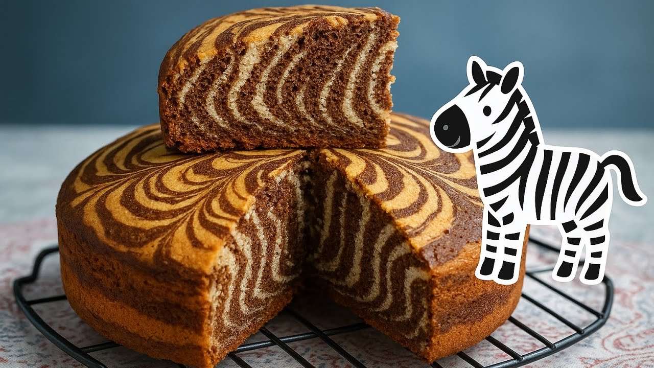 Perfect Zebra Cake Recipe | Soft, Fluffy & Beautiful Marble Pattern (No Fail!)😋
